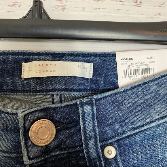 LC Lauren Conrad Size 2 polka Dot mid rise slim skinny jeans NWT - Picture 4 of 6